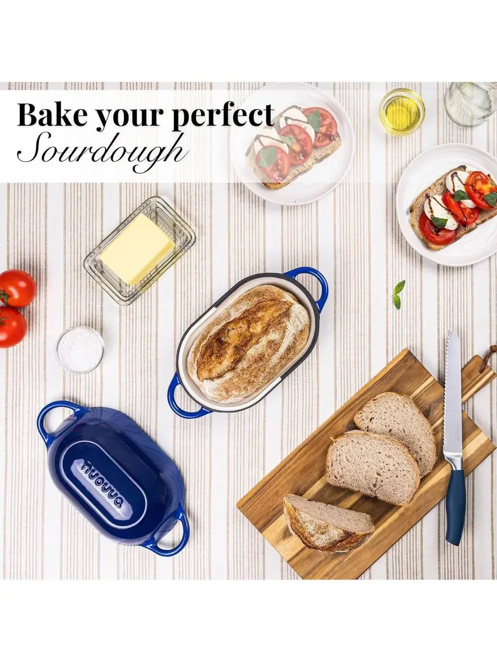 Enamelled Cast Iron Dutch Oven Bread Loaf Pan – 24cm x 16cm, Dark Blue